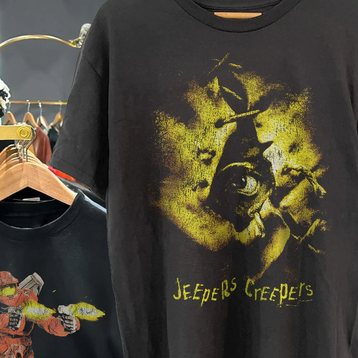 JEEPERS CREEPERS 2001 PROMO VINTAGE WASHED BLACK T-SHIRT VIP