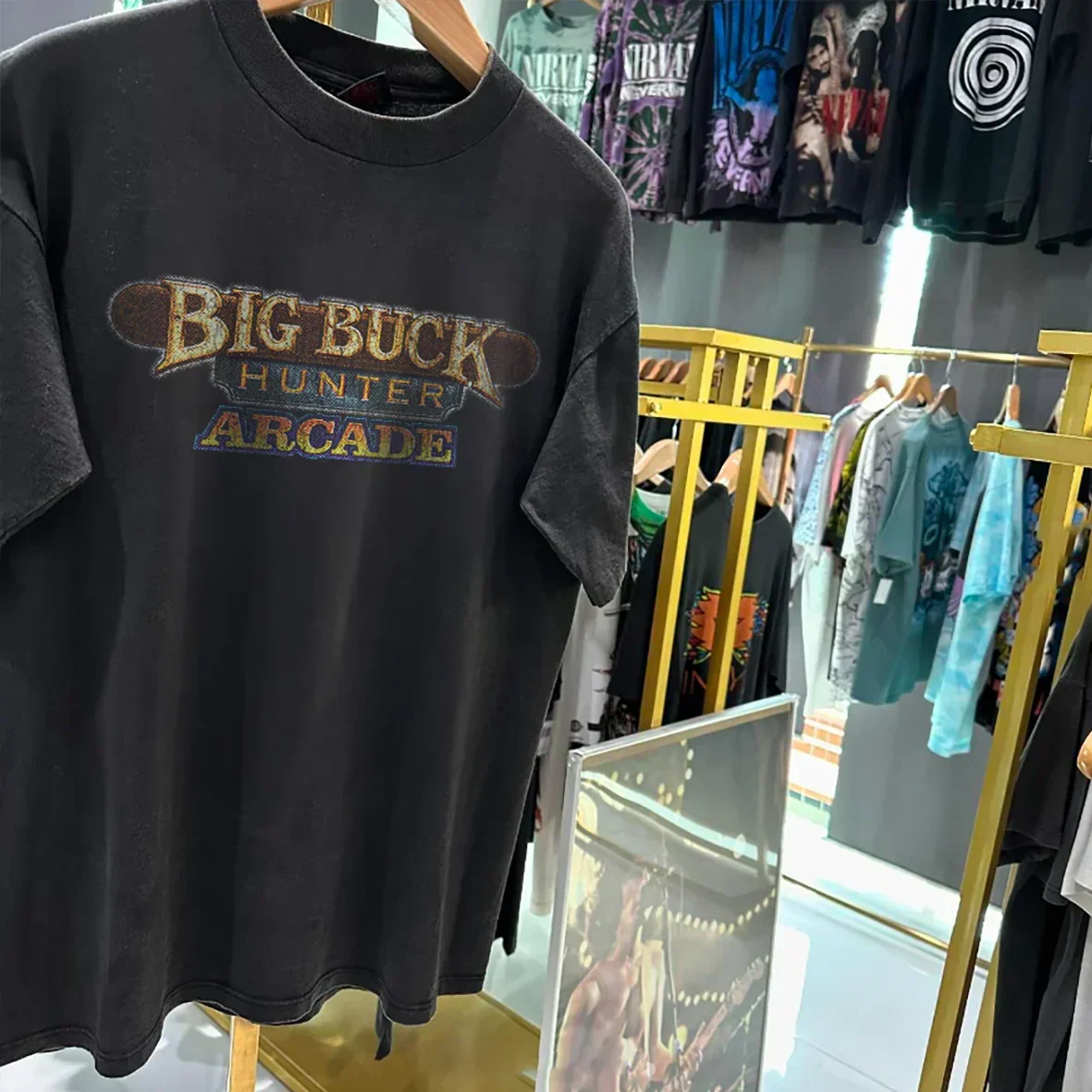 BIG BUCK HUNTER ARCADE PROMO VINTAGE WASHED BLACK T-SHIRT